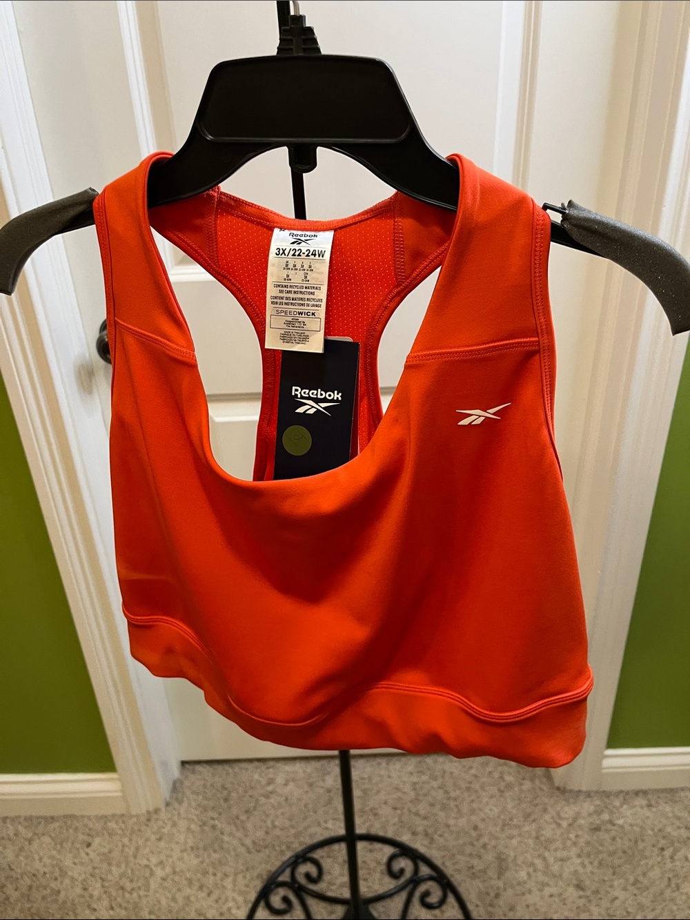 NWT Reebok Women's Bright Orange Racerback Sports Bra